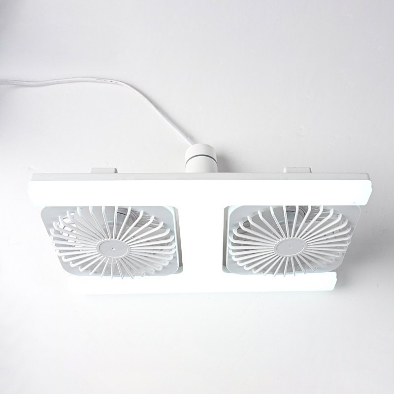 🌀💡 Ventilateur de Plafond Double Tête avec Lumière LED 60W – Double Flux d’Air, Télécommande, Moteur Silencieux