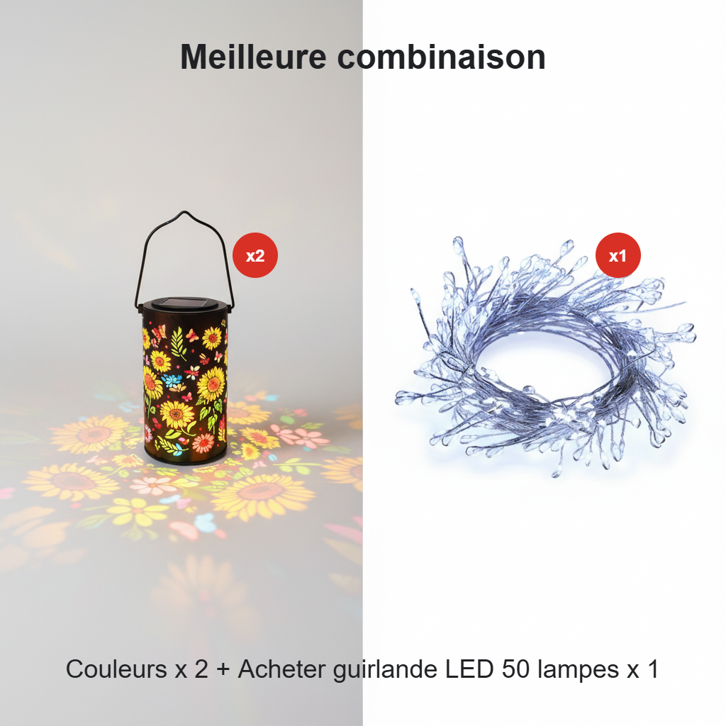 🌞 Lanterne Solaire Tournesol | Éclairage Décoratif de Jardin – IP55, Charge Automatique