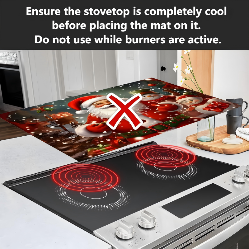 🔥 50% DE RÉDUCTION ! ✨ Protège-Plaque de Cuisson Noël - Antidérapant, Facile à Nettoyer, Décoration Festive 🎄🔥