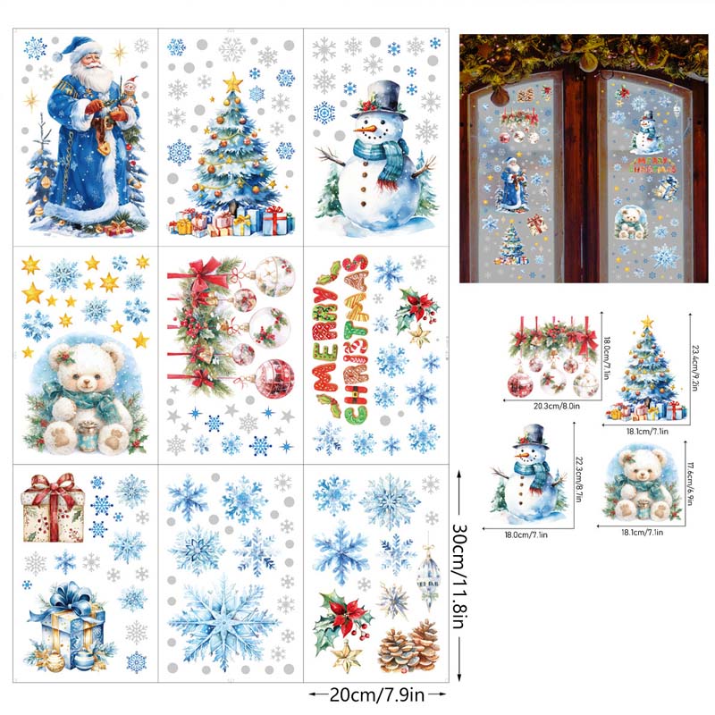 🎄 50% DE RÉDUCTION! ✨ DÉCORATION DE FENÊTRE MAGIQUE DE NOËL - Autocollant Scintillant Sans Colle, Effet Brillant Intérieur/Extérieur, Facile à Appliquer et à Retirer 🎅🌟