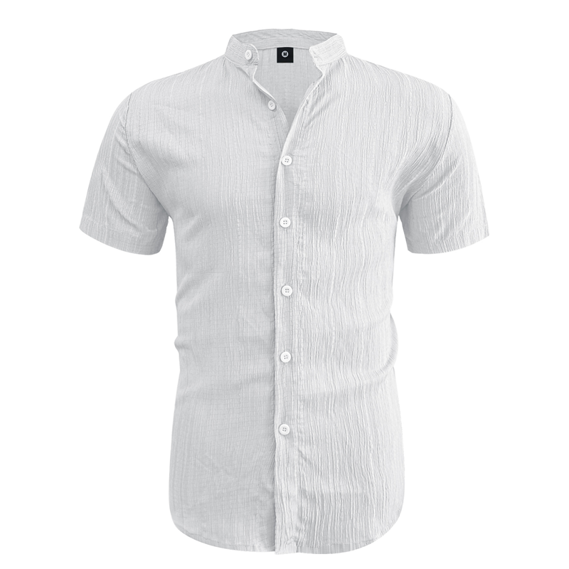 👕 50 % DE RÉDUCTION ! ☀️ Chemise d'été à manches courtes et col montant pour homme – Confortable, respirante et parfaite pour les chaudes journées d'été 🔥