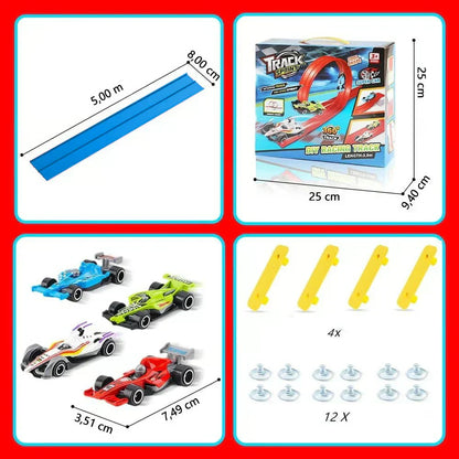 🔥 50% DE RÉDUCTION ! ✨ Circuit de Course Flexible 4m - Montage Sans Outil, Matériau Écologique, Développe la Créativité 🚗✨