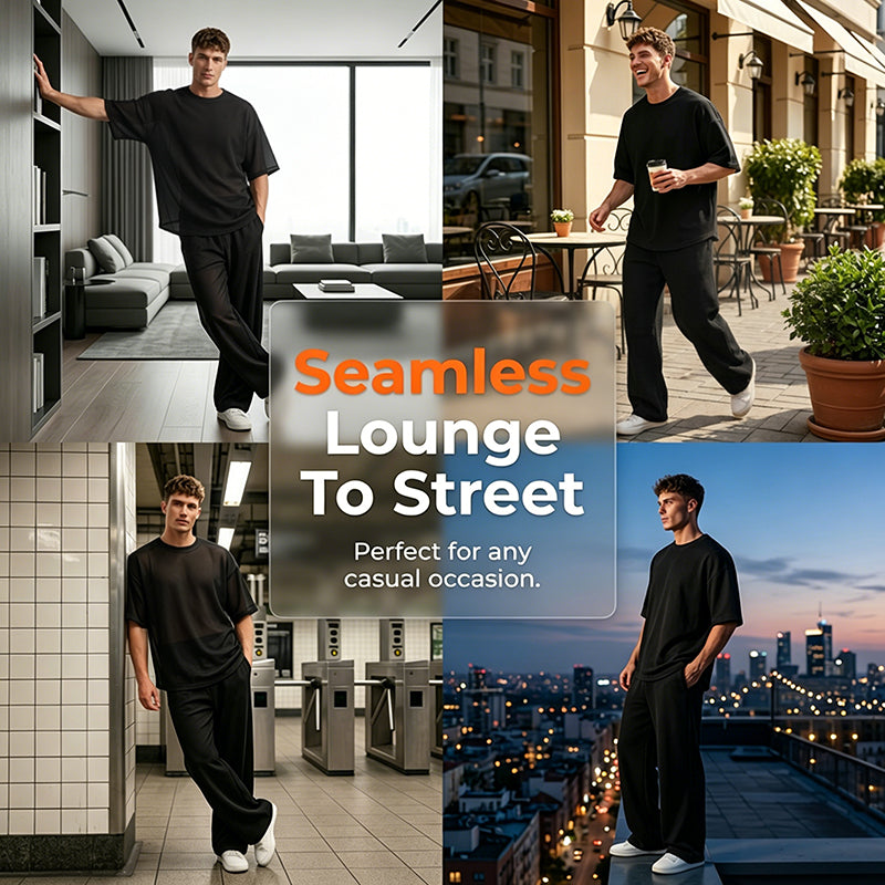 👕 Profitez dès maintenant d'une réduction de 60 % ! 👖 Ensemble deux pièces pour homme : t-shirt ample décontracté et pantalon large — un style décontracté pour le quotidien, coupe confortable 🌟