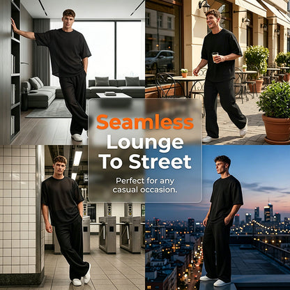👕 Profitez dès maintenant d'une réduction de 60 % ! 👖 Ensemble deux pièces pour homme : t-shirt ample décontracté et pantalon large — un style décontracté pour le quotidien, coupe confortable 🌟