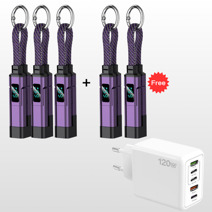 💐50% DE RÉDUCTION🔌Câble de charge 4 en 1 avec affichage numérique et anneau porte-clés – charge rapide, résistant aux nœuds et compact⚡🔑