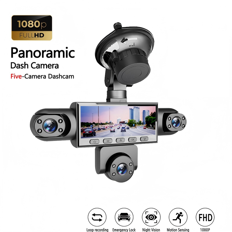 ⏳📹 PROMO FLASH 50% ! Caméra Embarquée HD 1080p Multi-Objectifs – 5 Angles, Vision Nocturne, Détection Collision, Surveillance Stationnement 24h/24 🚗