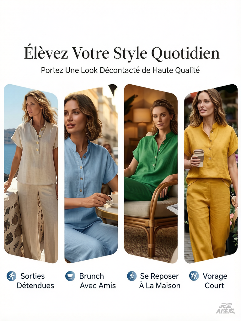 ⛱️ Ensemble Été Femme 2 Pièces : T-shirt + Pantalon Long | Léger & Respirant