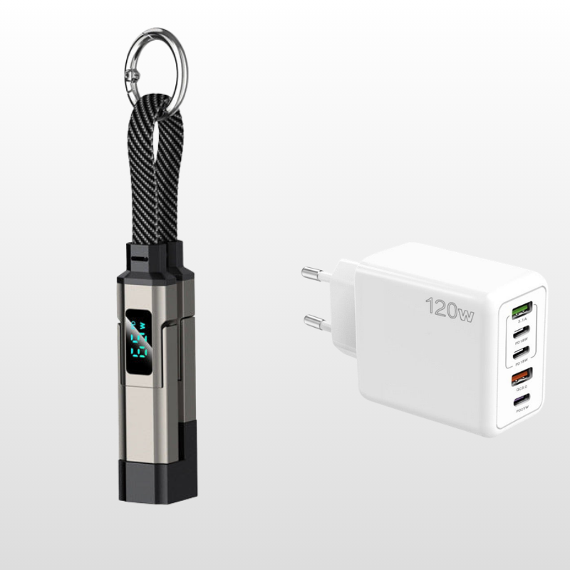 💐50% DE RÉDUCTION🔌Câble de charge 4 en 1 avec affichage numérique et anneau porte-clés – charge rapide, résistant aux nœuds et compact⚡🔑