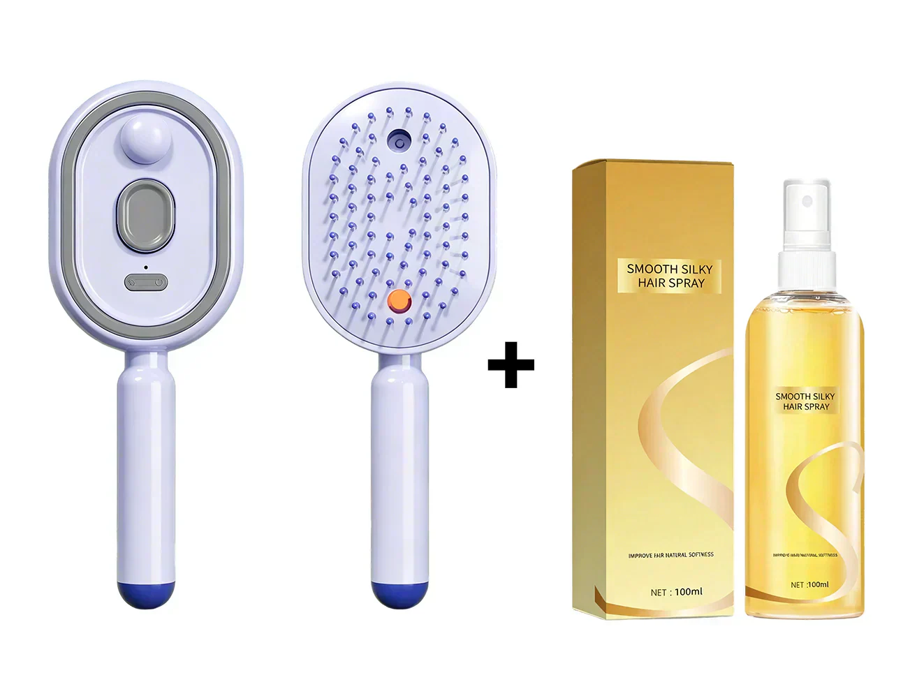 💆‍♀️ 50% DE RÉDUCTION ! 🎉 Brosse Électrique Cheveux – Spray Hydratant, Massage & Lissant Instantané ✨📦
