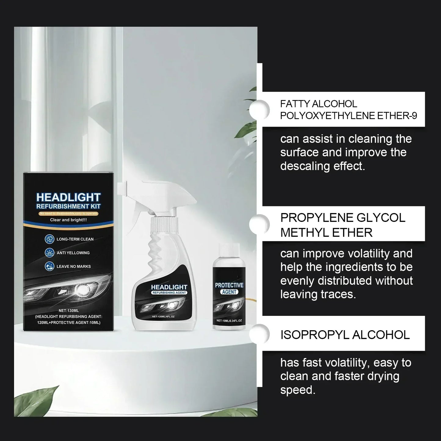 ⏳55 % DE RÉDUCTION EN CE MOMENT🔥Kit de rénovation pour phares de voiture et produit de cristallisation du revêtement🚗✨
