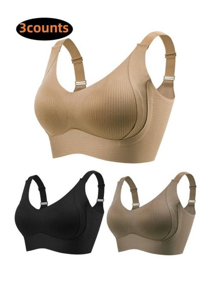 💕50% DE RÉDUCTION ! 💐Soutien-gorge sans coutures à rayures subtiles avec soutien en W – Confort et style !