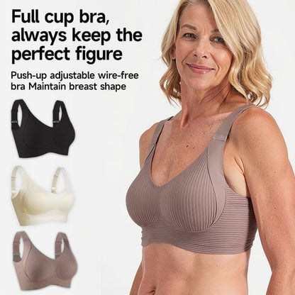 💕50% DE RÉDUCTION ! 💐Soutien-gorge sans coutures à rayures subtiles avec soutien en W – Confort et style !