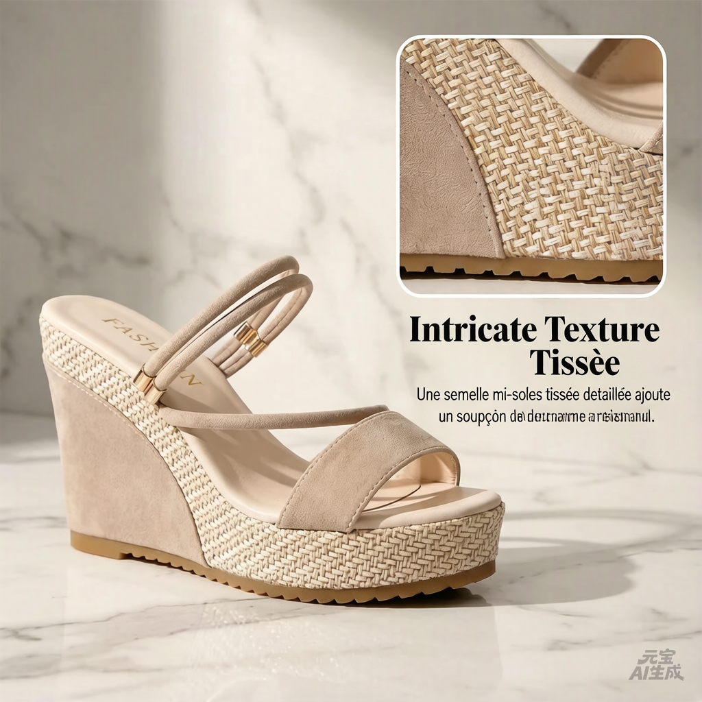 👡🌟 PROMO FLASH 50% ! Sandales Femme à Talons Compensés – Design Élégant, Semelle Cloutée, Hauteur 10cm, Bride de Cheville, 6 Couleurs, 36-43, Parfaites pour Vacances & Soirées 🌴