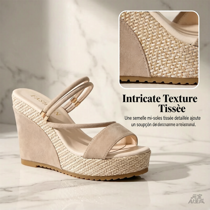 👡🌟 PROMO FLASH 50% ! Sandales Femme à Talons Compensés – Design Élégant, Semelle Cloutée, Hauteur 10cm, Bride de Cheville, 6 Couleurs, 36-43, Parfaites pour Vacances & Soirées 🌴