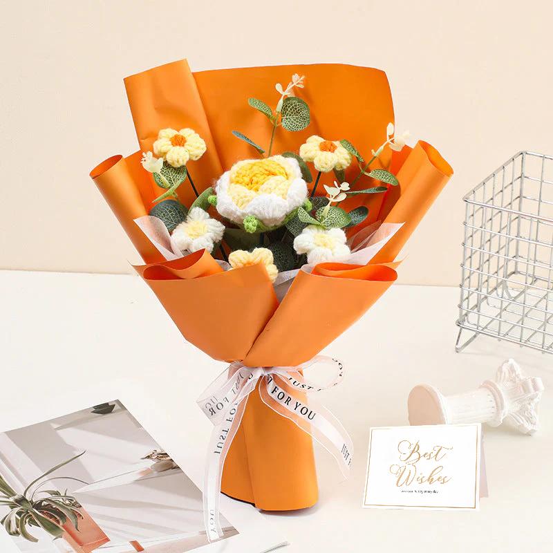 🌸 50 % DE RÉDUCTION ! 🎉 Bouquet de fleurs délicates au crochet fait main – Design réaliste, durable et parfait pour la décoration intérieure ou comme cadeau ✨