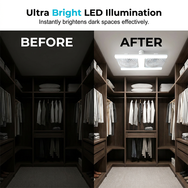 🌀💡 Ventilateur de Plafond Double Tête avec Lumière LED 60W – Double Flux d’Air, Télécommande, Moteur Silencieux