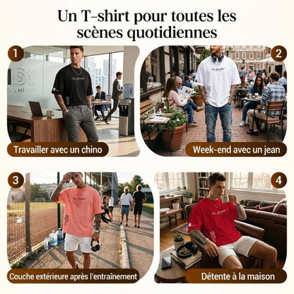 👕 50% DE RÉDUCTION ! T-Shirt Homme Coupe Oversize🆒 – Mélange Coton Premium, Imprimé Urbain & Style Décontracté ✨