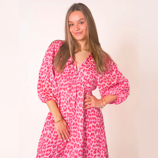 📢📢60% de réduction ! Robe Imprimée à Col en V pour Femme – Confort, Élégance & Polyvalence ✨👗