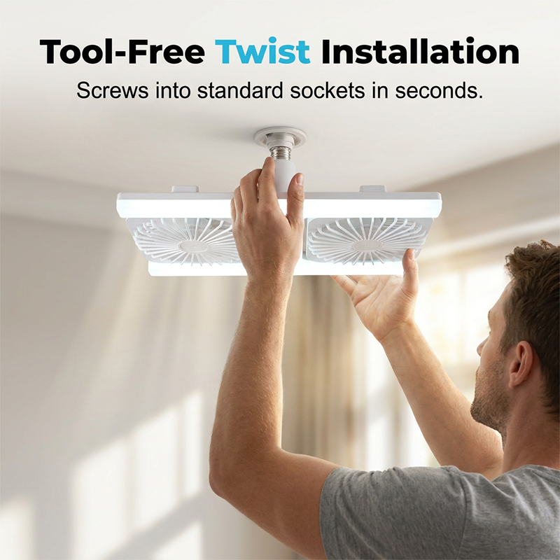 🌀💡 Ventilateur de Plafond Double Tête avec Lumière LED 60W – Double Flux d’Air, Télécommande, Moteur Silencieux