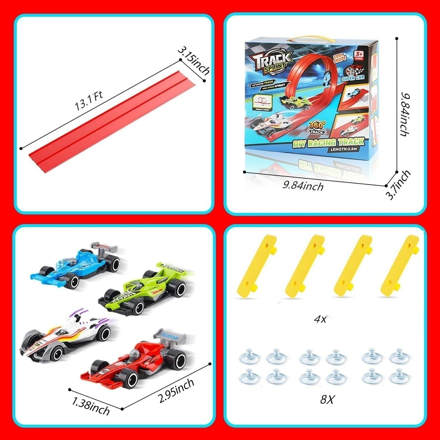 🔥 50% DE RÉDUCTION ! ✨ Circuit de Course Flexible 4m - Montage Sans Outil, Matériau Écologique, Développe la Créativité 🚗✨