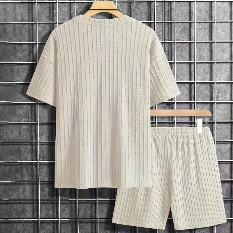 👕🩳 PROMO LIMITÉE 50% ! Ensemble 2 Pièces Été Homme – T-shirt Épaules Déchirées & Short Cordon, Tissu Respirant, 2 Couleurs, 4 Tailles, Style Streetwear Urbain ✨
