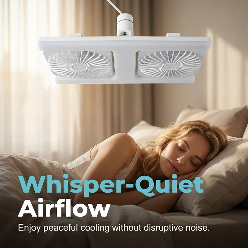 🌀💡 Ventilateur de Plafond Double Tête avec Lumière LED 60W – Double Flux d’Air, Télécommande, Moteur Silencieux