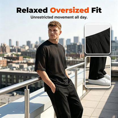 👕 Profitez dès maintenant d'une réduction de 60 % ! 👖 Ensemble deux pièces pour homme : t-shirt ample décontracté et pantalon large — un style décontracté pour le quotidien, coupe confortable 🌟