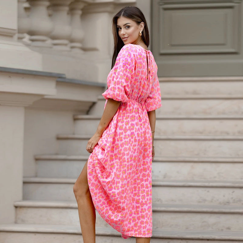 📢📢60% de réduction ! Robe Imprimée à Col en V pour Femme – Confort, Élégance & Polyvalence ✨👗