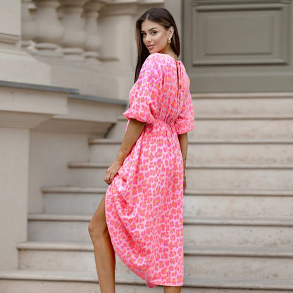 📢📢60% de réduction ! Robe Imprimée à Col en V pour Femme – Confort, Élégance & Polyvalence ✨👗