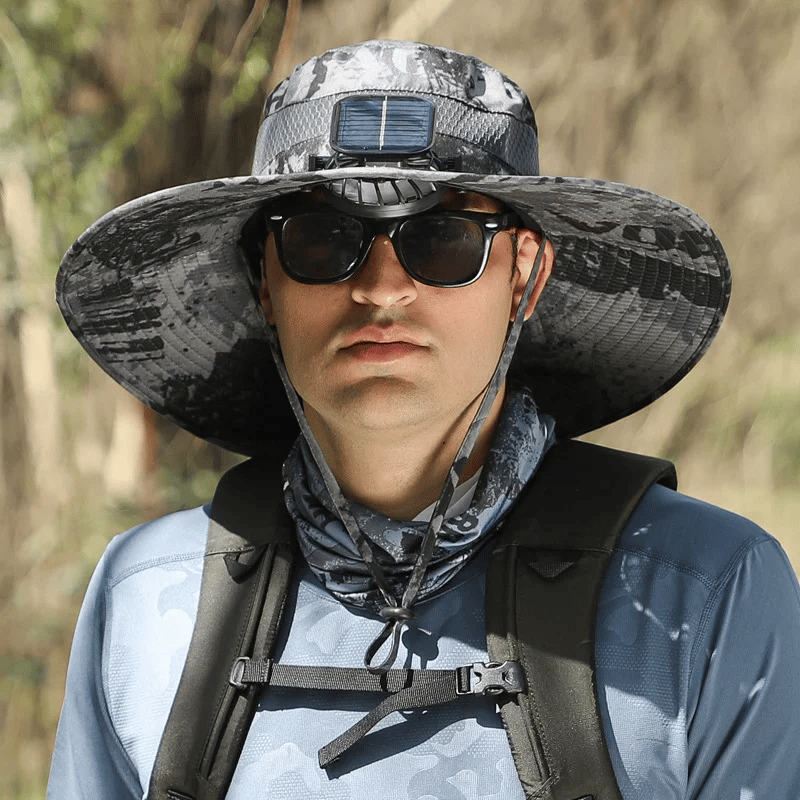 ☀️Promotion de l'été 50% de réduction sur le 🧢bord solaire à largeur bord de pêche extérieur chapeau-solaire et charge USB