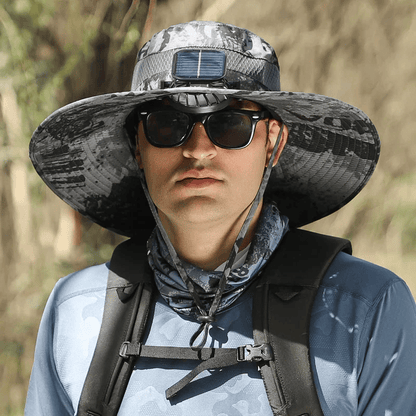 ☀️Promotion de l'été 50% de réduction sur le 🧢bord solaire à largeur bord de pêche extérieur chapeau-solaire et charge USB