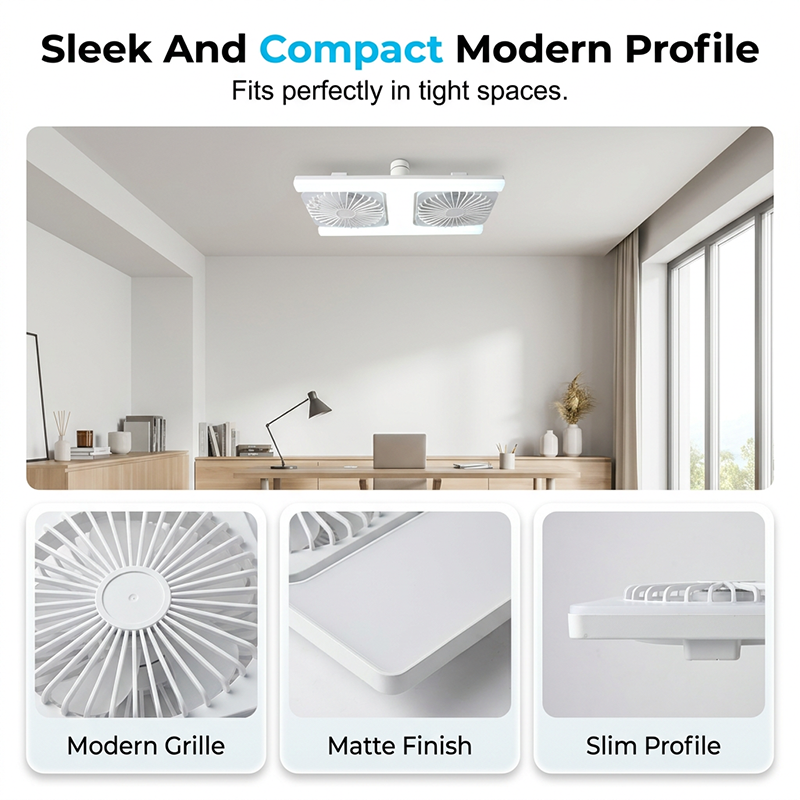 🌀💡 Ventilateur de Plafond Double Tête avec Lumière LED 60W – Double Flux d’Air, Télécommande, Moteur Silencieux