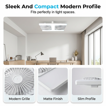 🌀💡 Ventilateur de Plafond Double Tête avec Lumière LED 60W – Double Flux d’Air, Télécommande, Moteur Silencieux