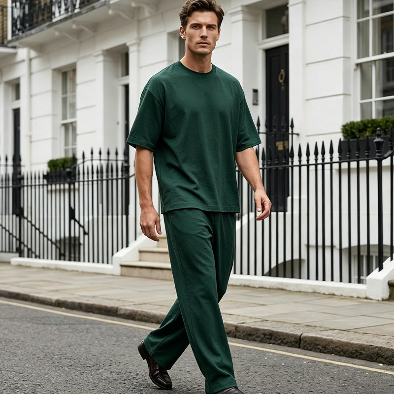 👕 Profitez dès maintenant d'une réduction de 60 % ! 👖 Ensemble deux pièces pour homme : t-shirt ample décontracté et pantalon large — un style décontracté pour le quotidien, coupe confortable 🌟