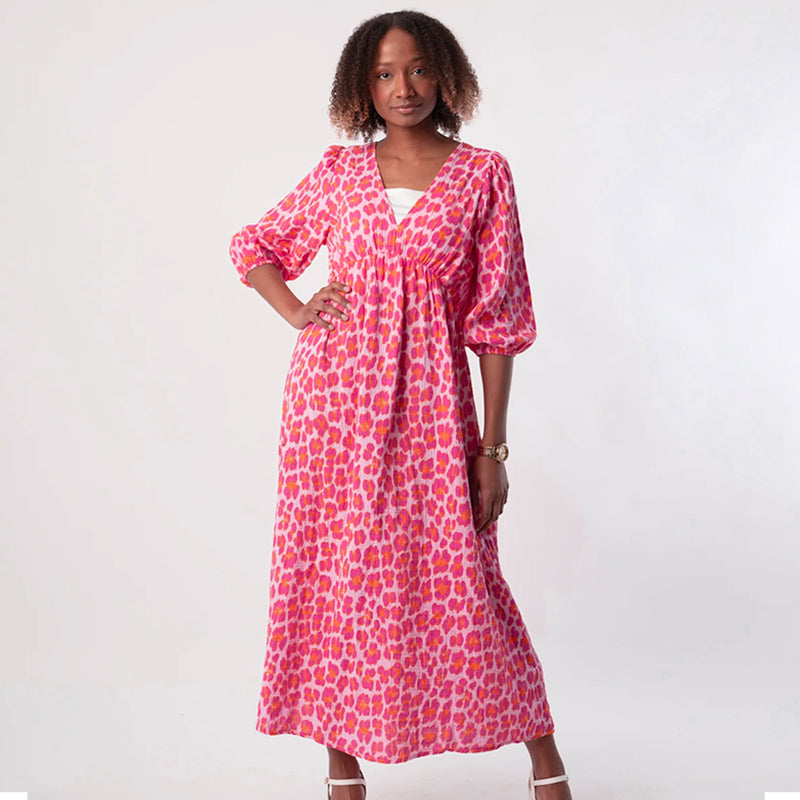 📢📢60% de réduction ! Robe Imprimée à Col en V pour Femme – Confort, Élégance & Polyvalence ✨👗