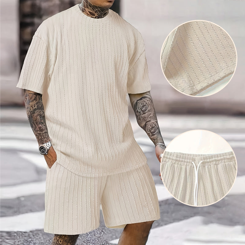👕🩳 PROMO LIMITÉE 50% ! Ensemble 2 Pièces Été Homme – T-shirt Épaules Déchirées & Short Cordon, Tissu Respirant, 2 Couleurs, 4 Tailles, Style Streetwear Urbain ✨
