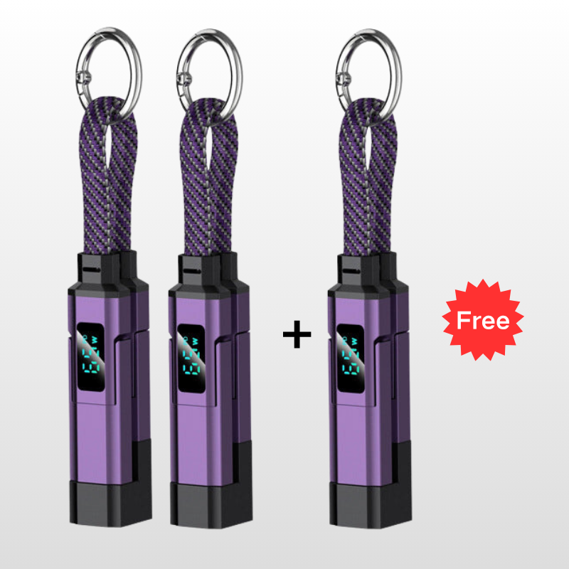 💐50% DE RÉDUCTION🔌Câble de charge 4 en 1 avec affichage numérique et anneau porte-clés – charge rapide, résistant aux nœuds et compact⚡🔑