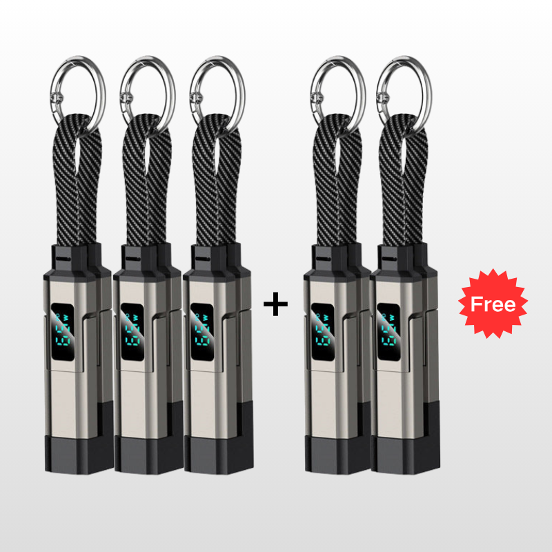 💐50% DE RÉDUCTION🔌Câble de charge 4 en 1 avec affichage numérique et anneau porte-clés – charge rapide, résistant aux nœuds et compact⚡🔑