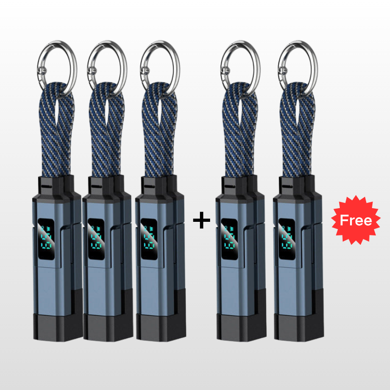 💐50% DE RÉDUCTION🔌Câble de charge 4 en 1 avec affichage numérique et anneau porte-clés – charge rapide, résistant aux nœuds et compact⚡🔑