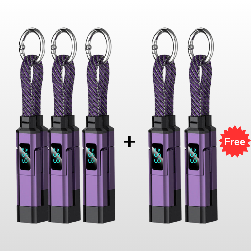 💐50% DE RÉDUCTION🔌Câble de charge 4 en 1 avec affichage numérique et anneau porte-clés – charge rapide, résistant aux nœuds et compact⚡🔑