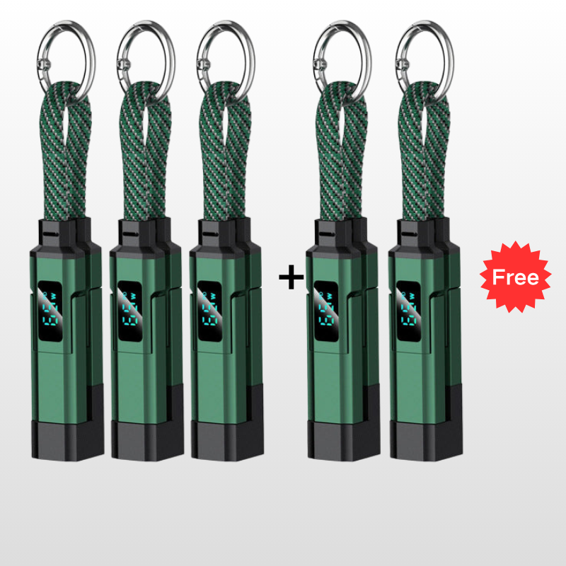 💐50% DE RÉDUCTION🔌Câble de charge 4 en 1 avec affichage numérique et anneau porte-clés – charge rapide, résistant aux nœuds et compact⚡🔑