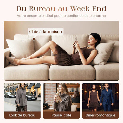 ❄️💃 Soldes d'hiver - 50 % de réduction 👗 Ensemble mini-robe et pull à col roulé pour femme