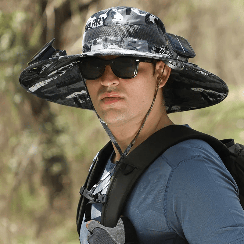 ☀️Promotion de l'été 50% de réduction sur le 🧢bord solaire à largeur bord de pêche extérieur chapeau-solaire et charge USB