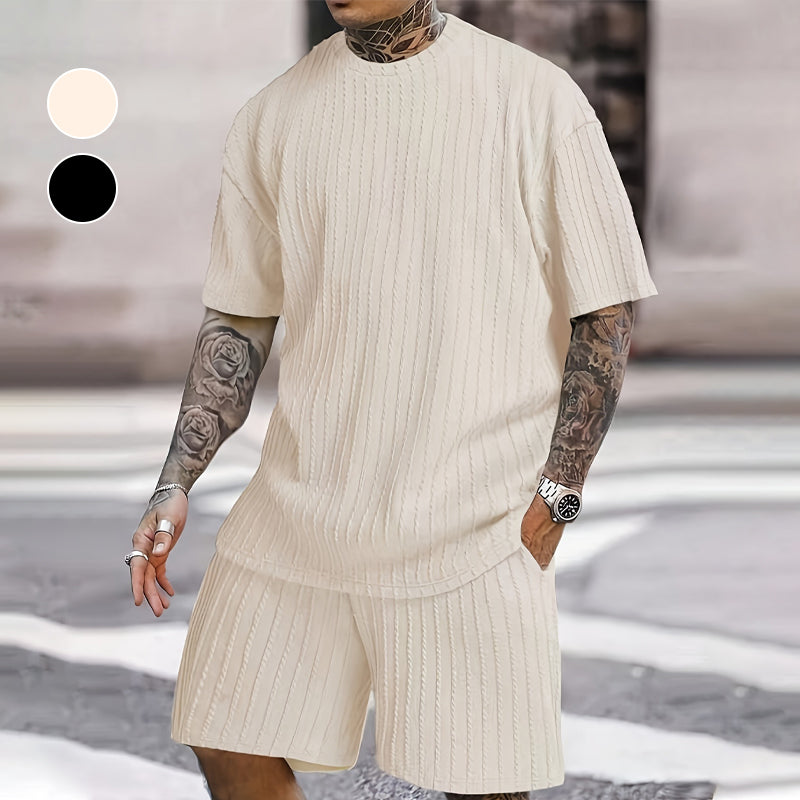 👕🩳 PROMO LIMITÉE 50% ! Ensemble 2 Pièces Été Homme – T-shirt Épaules Déchirées & Short Cordon, Tissu Respirant, 2 Couleurs, 4 Tailles, Style Streetwear Urbain ✨