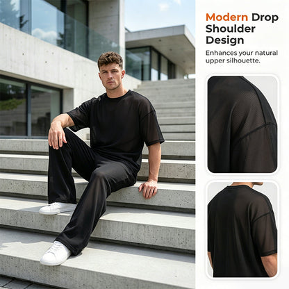 👕 Profitez dès maintenant d'une réduction de 60 % ! 👖 Ensemble deux pièces pour homme : t-shirt ample décontracté et pantalon large — un style décontracté pour le quotidien, coupe confortable 🌟