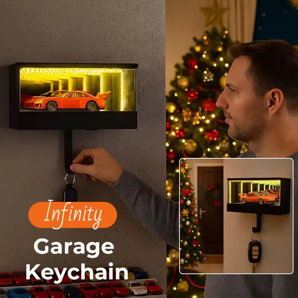 🔥 Soldes de Noël -50% ! ✨ Porte-Clés Garage Infini - Effet Tunnel Lumineux LED, Arrêt Automatique, Cadeau Voiture 🚗✨