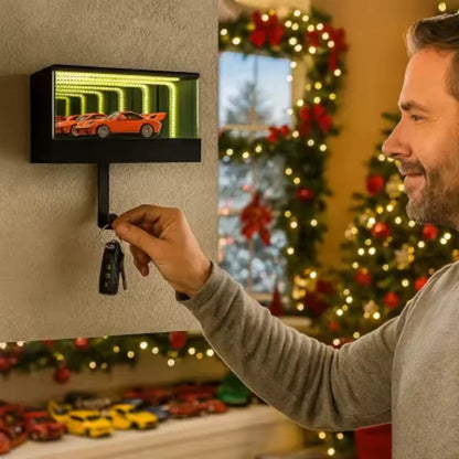 🔥 Soldes de Noël -50% ! ✨ Porte-Clés Garage Infini - Effet Tunnel Lumineux LED, Arrêt Automatique, Cadeau Voiture 🚗✨