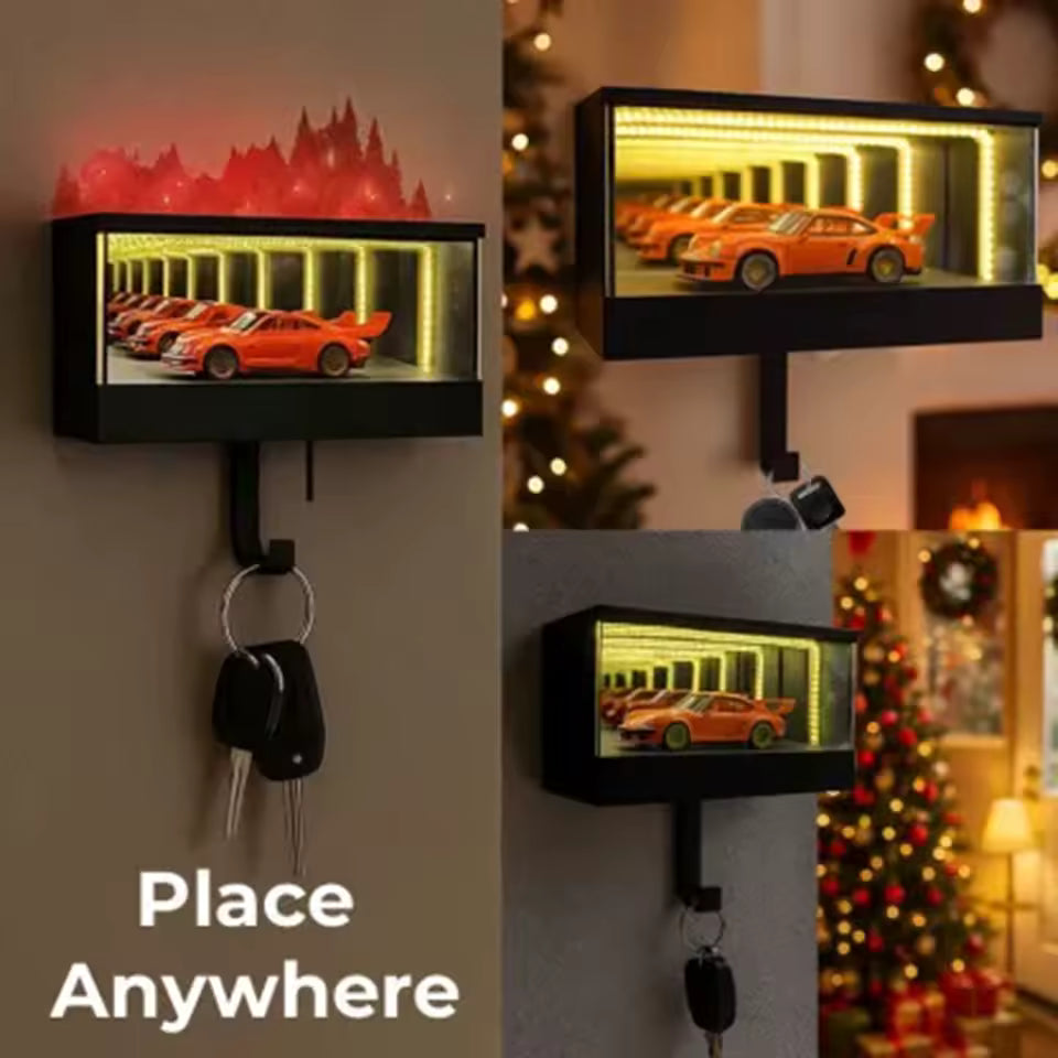 🔥 Soldes de Noël -50% ! ✨ Porte-Clés Garage Infini - Effet Tunnel Lumineux LED, Arrêt Automatique, Cadeau Voiture 🚗✨