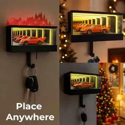 🔥 Soldes de Noël -50% ! ✨ Porte-Clés Garage Infini - Effet Tunnel Lumineux LED, Arrêt Automatique, Cadeau Voiture 🚗✨