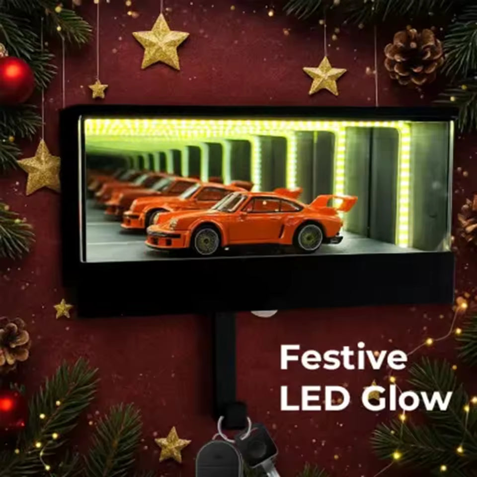 🔥 Soldes de Noël -50% ! ✨ Porte-Clés Garage Infini - Effet Tunnel Lumineux LED, Arrêt Automatique, Cadeau Voiture 🚗✨